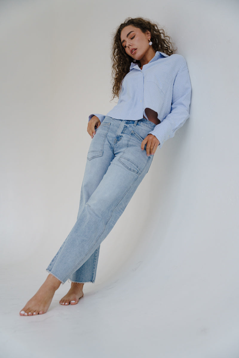Waitlist 8/1 • Ryker High Rise Cropped Barrel Jeans Light Wash