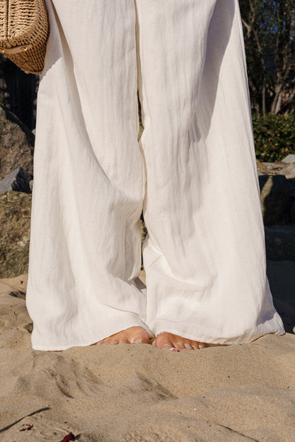 Louisa High Waist Wide Leg Pants Oatmeal