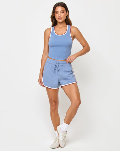 Rune Short - Cream Chambray Fig