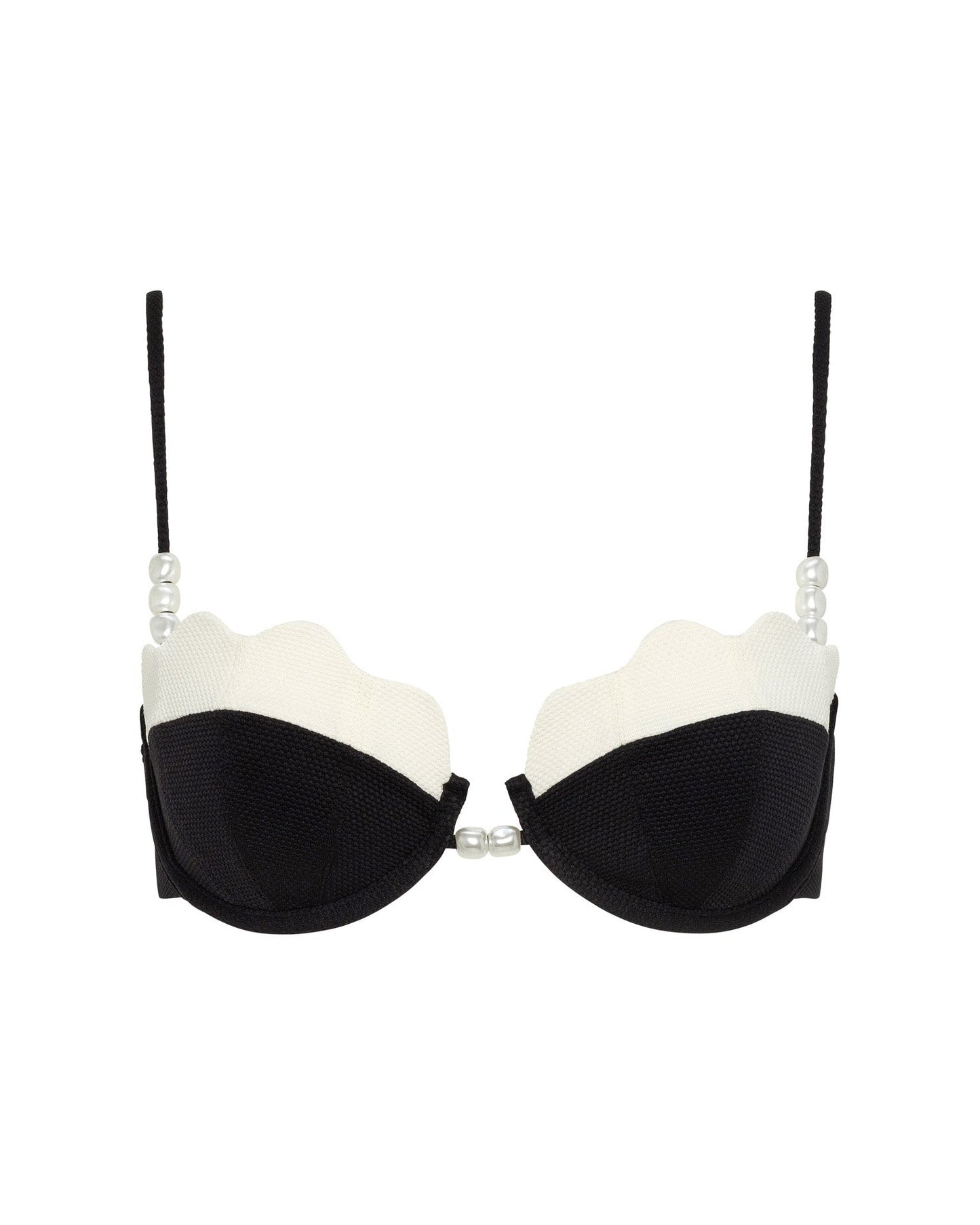 Sunrise Shell Bikini Top - Black-Cream