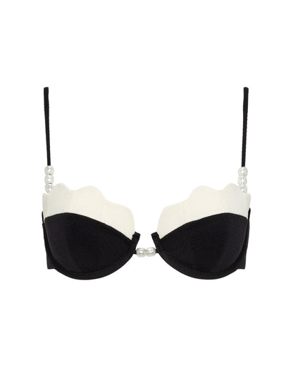 Sunrise Shell Bikini Top - Black-Cream