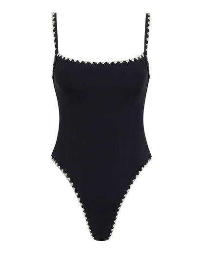 Nadia One Piece Swimsuit - Black-Cream