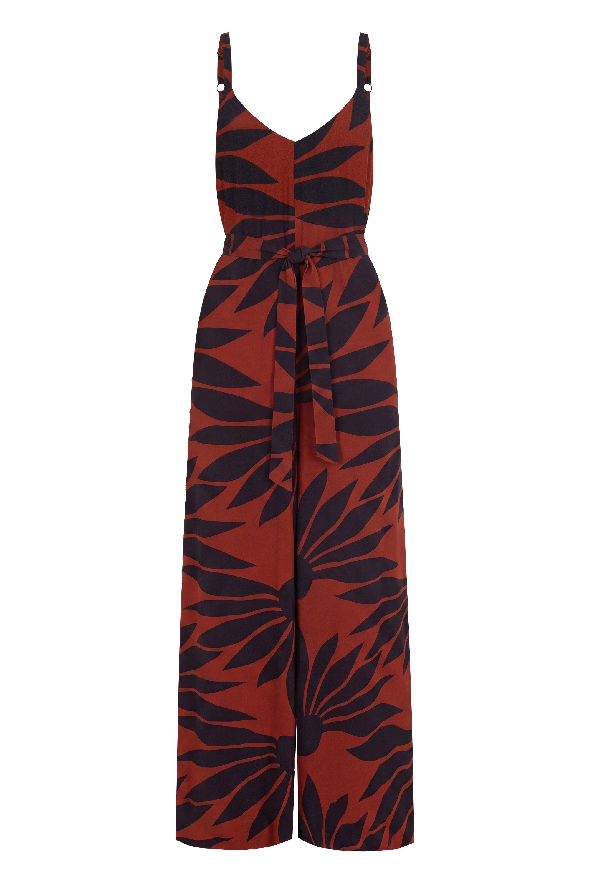 Delilah Jumpsuit In Chocolate Strawflower