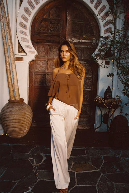 Moonlit Kiss Cream Satin Trousers