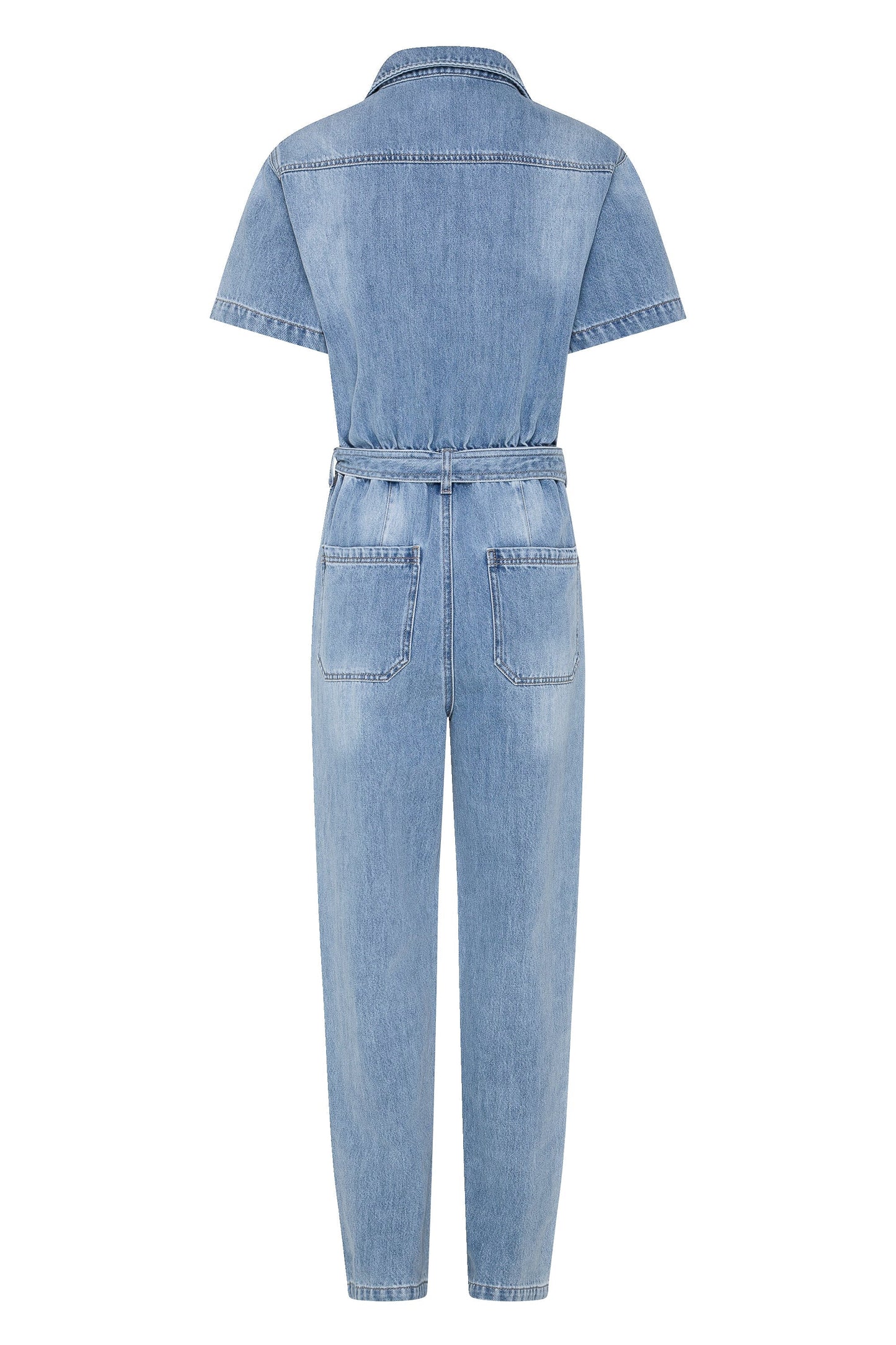 Denim Boiler Suit In Dusty Blue