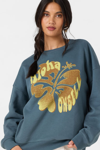 Hibiscus Hawaii Oversized Crew Neck Fleece