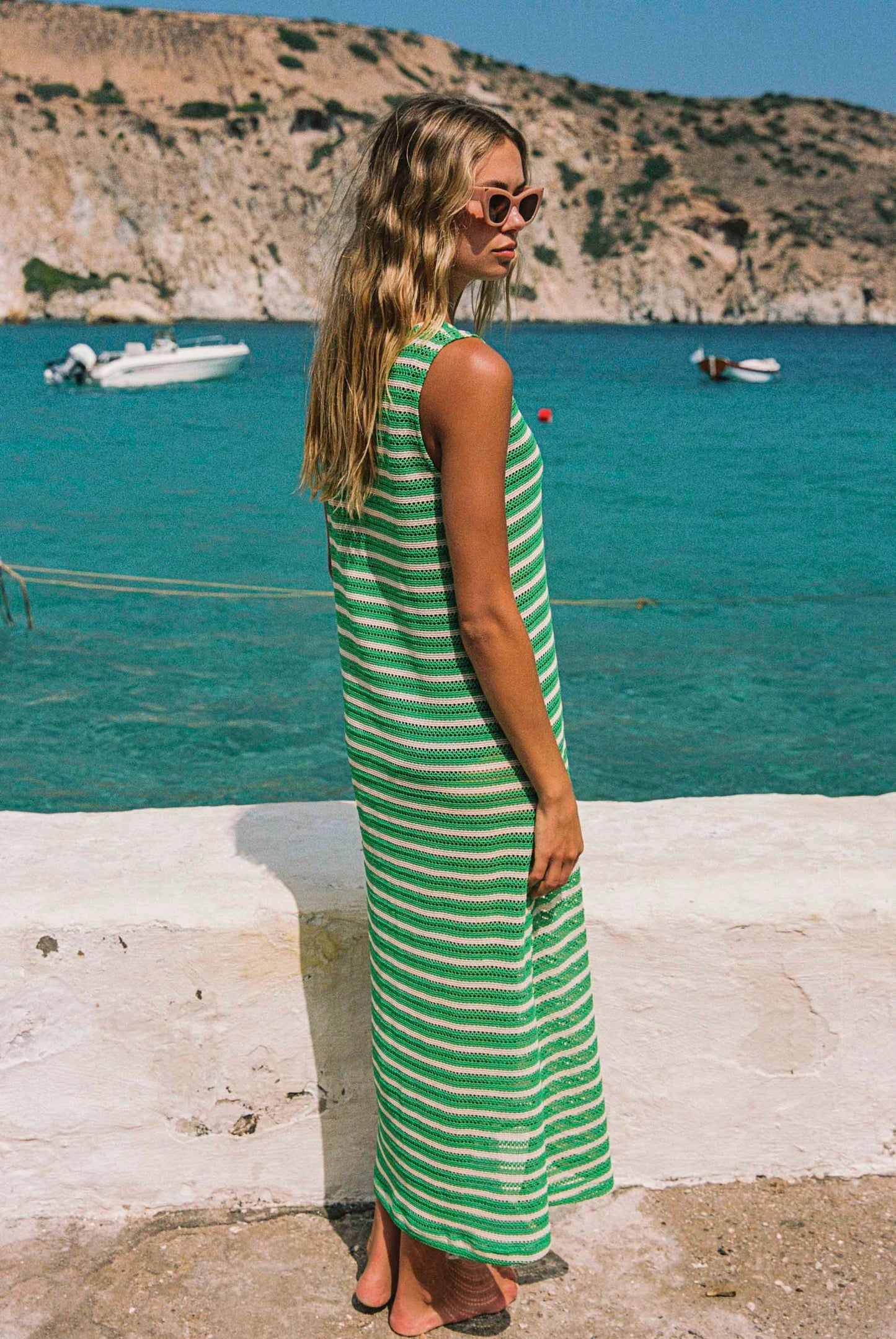 Goldy Dress In Mint Mirage