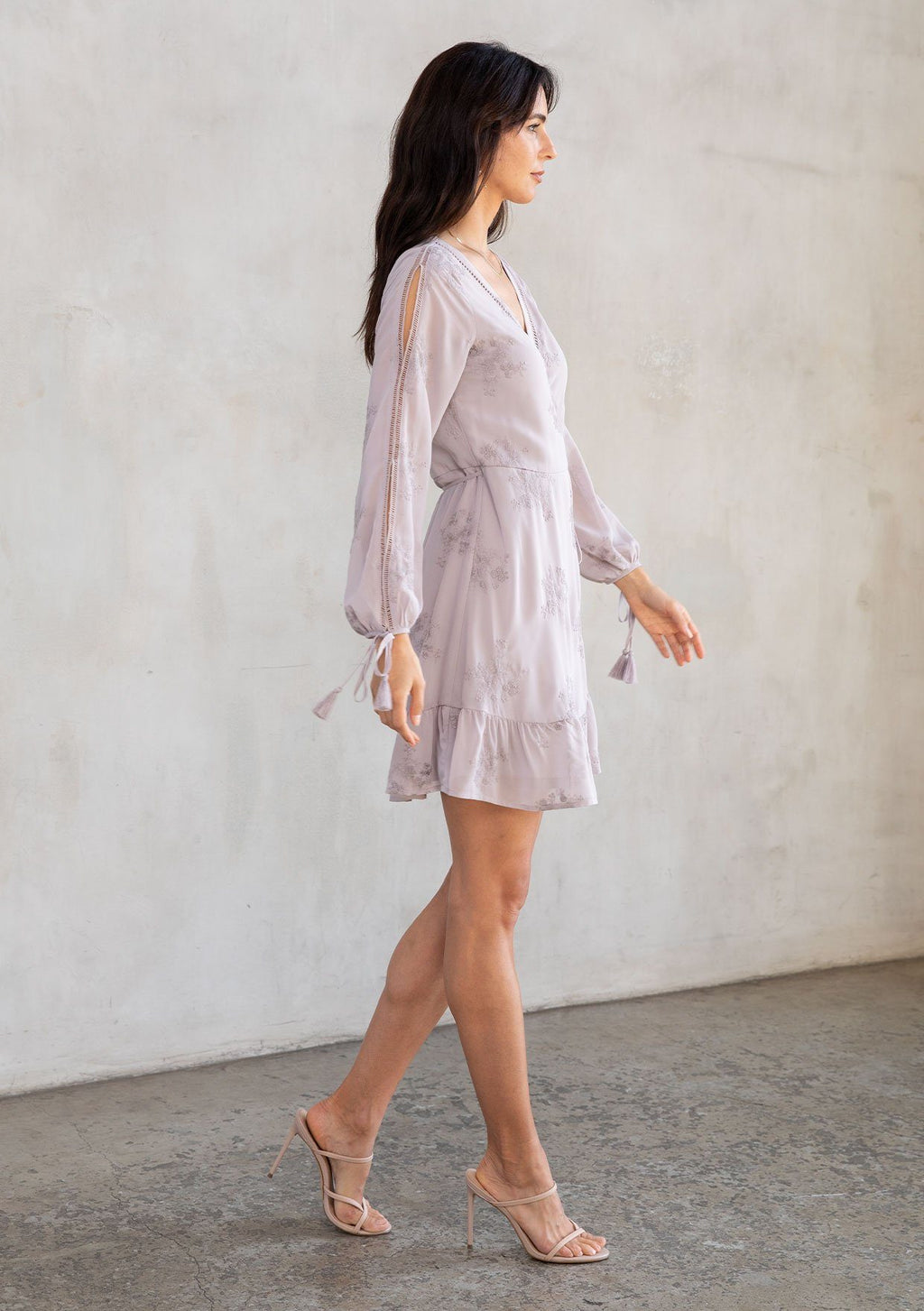 Lucille Embroidered Chiffon Wrap Dress