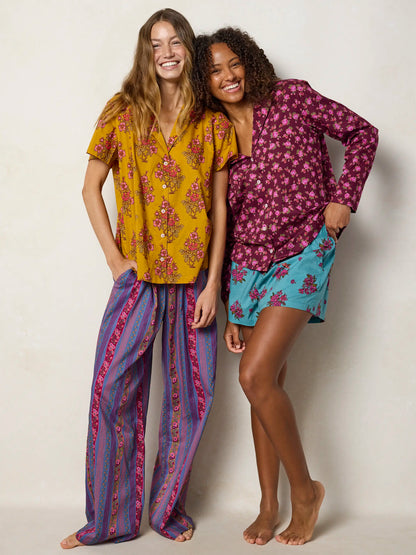 Mix & Match Cotton Pajama Shorts - Retro Ribbons Navy