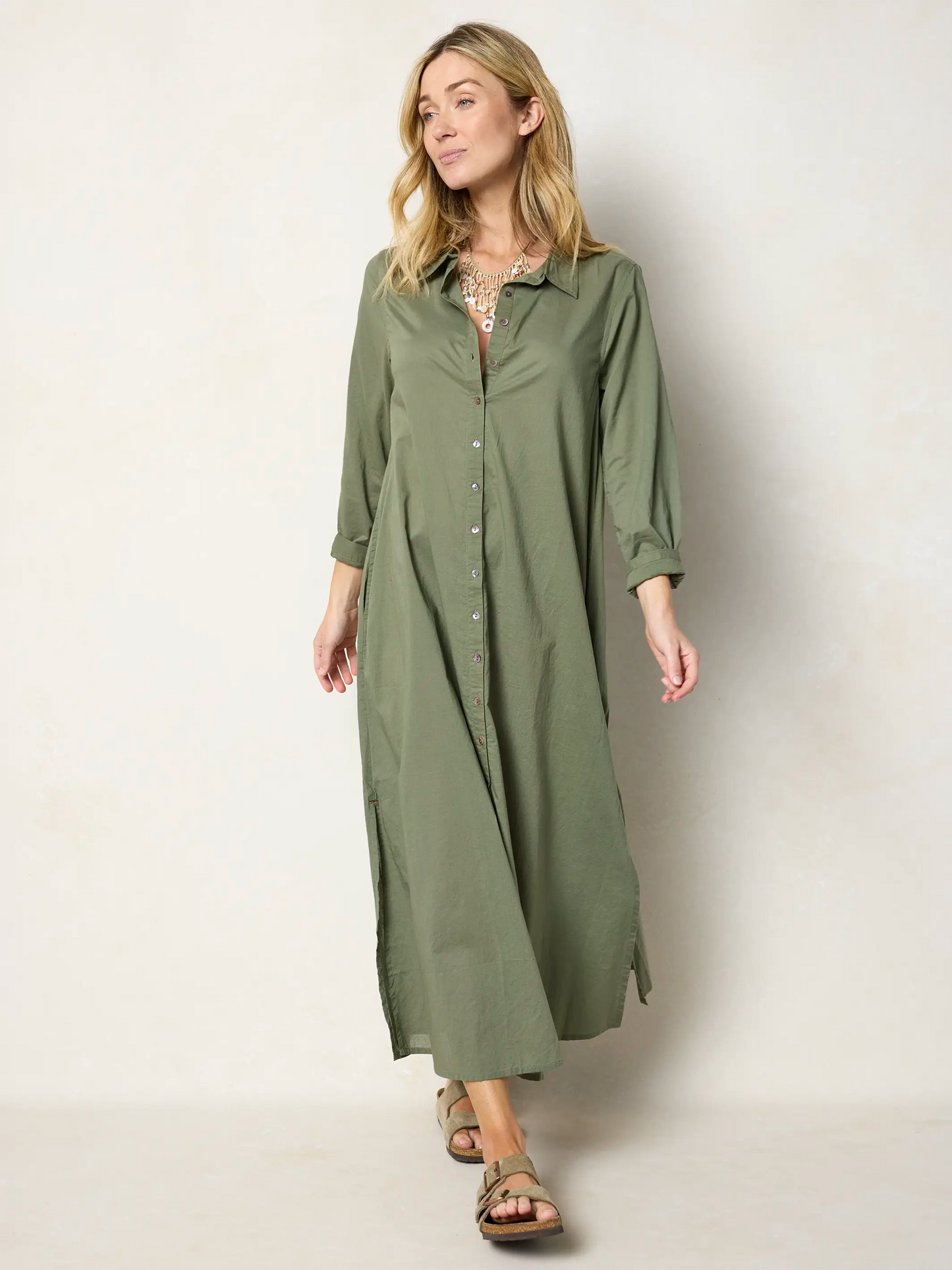 Drew Cotton Shirt Dress - Olive