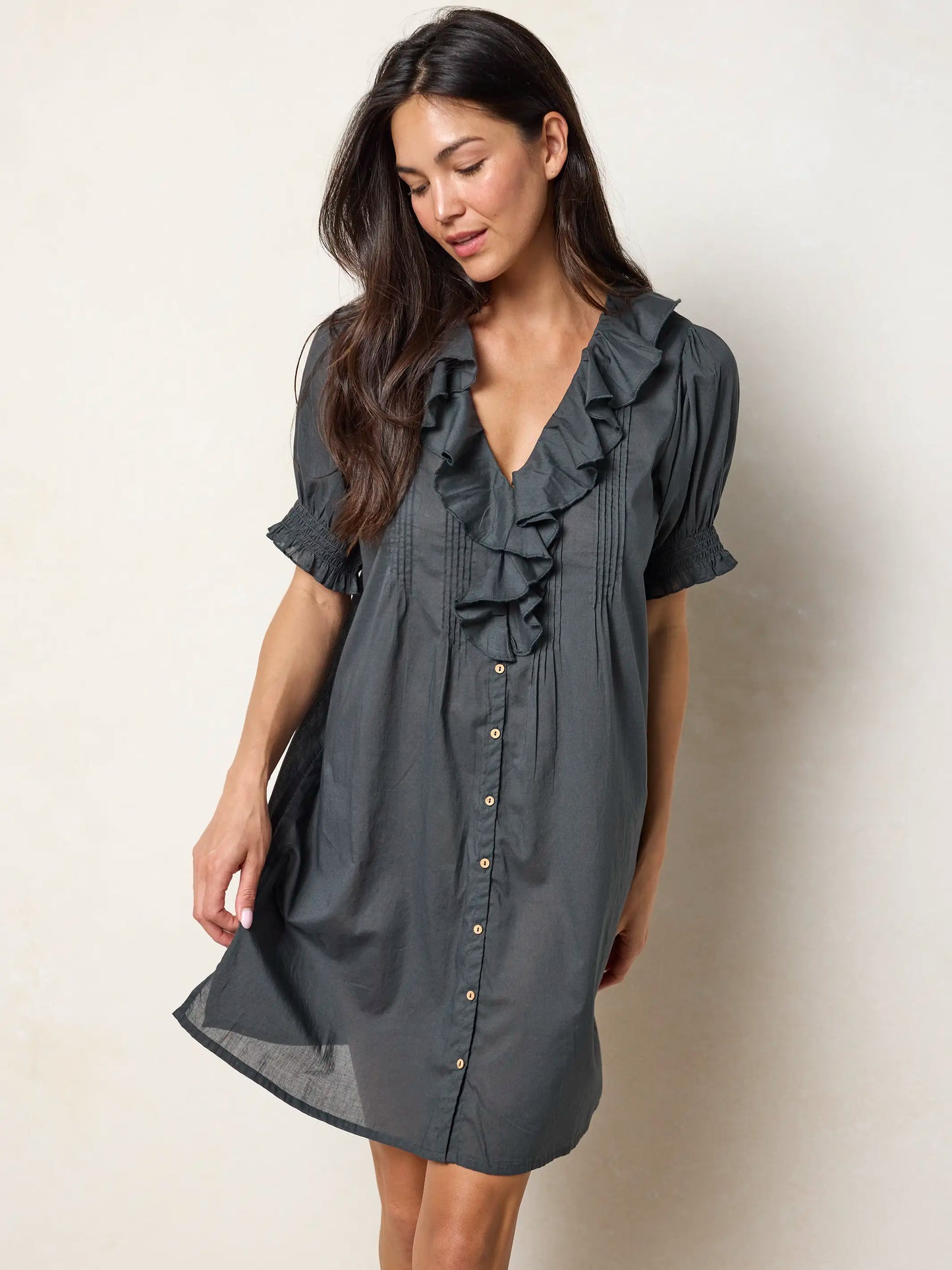 My Favorite Cotton Mini Dress - Charcoal