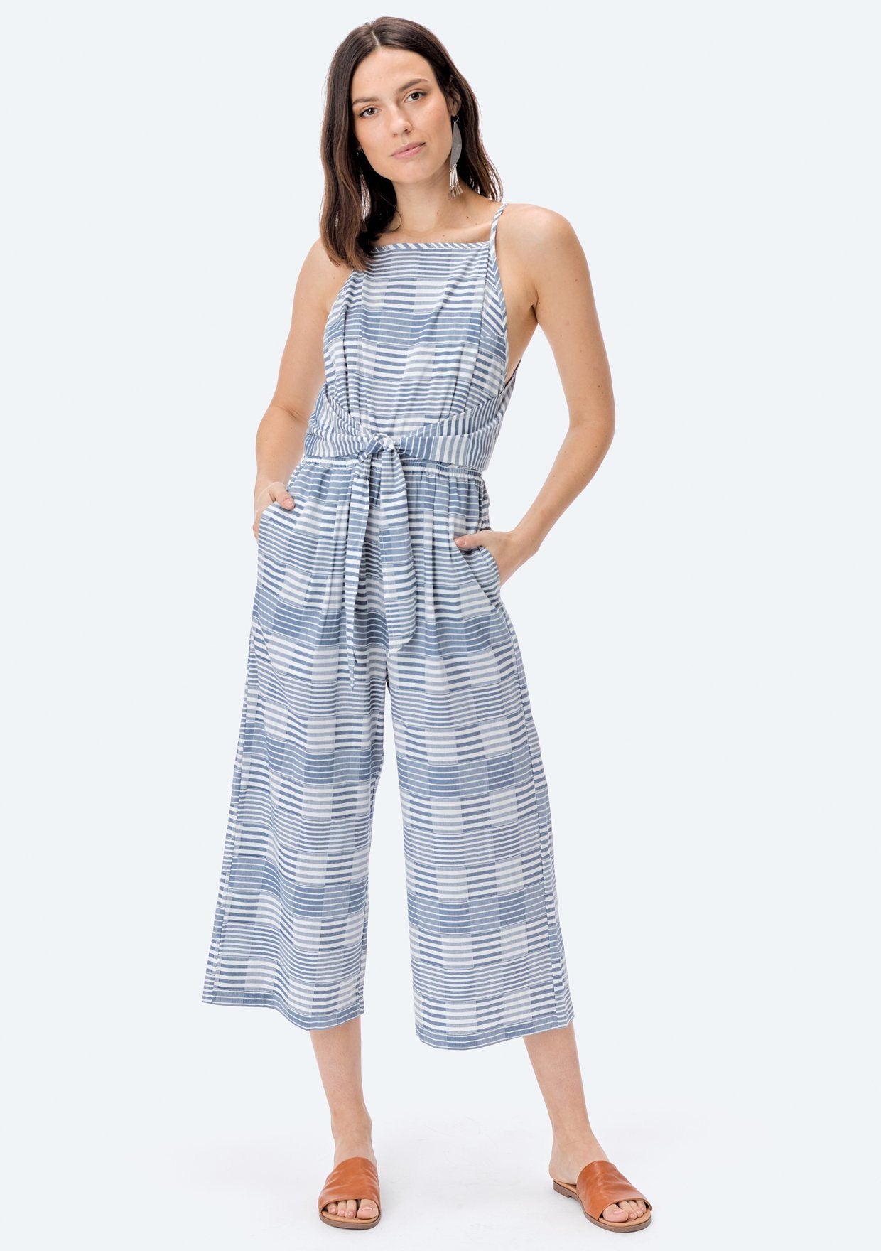 Aleda Striped Tie Front Jumpsuit