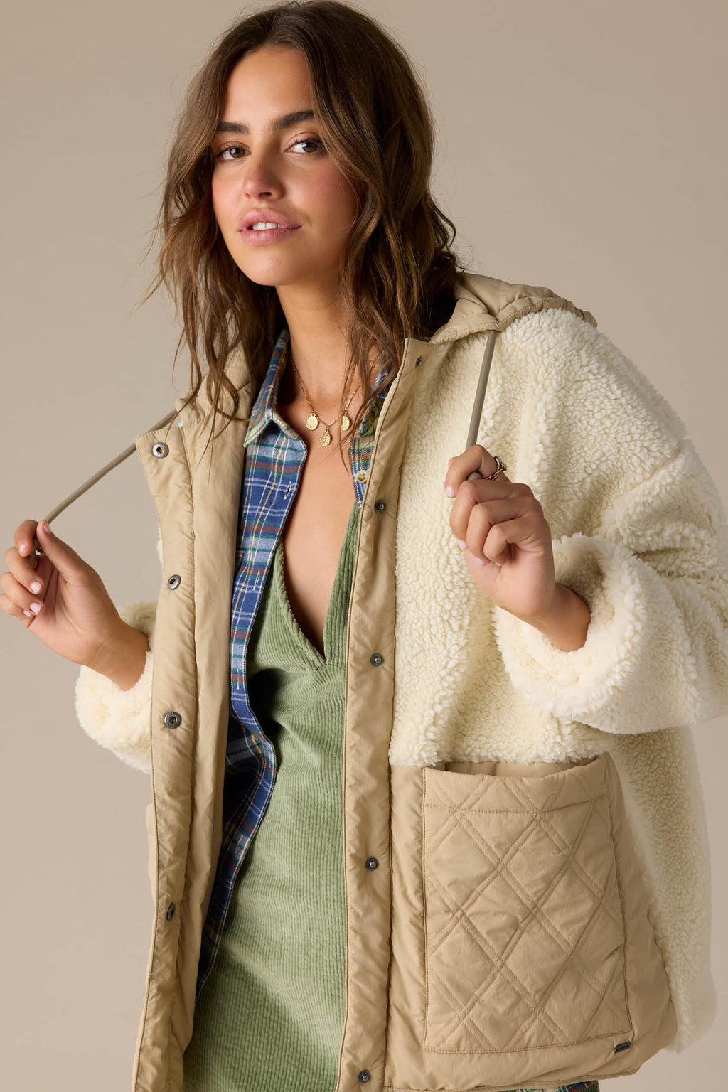 Meena High Pile Fleece Quilted Jacket