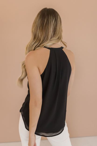 Alyce Sleeveless Surplice Neckline Racerback Top Black