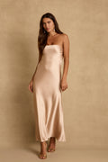 Natalia Champagne Strapless Maxi Dress