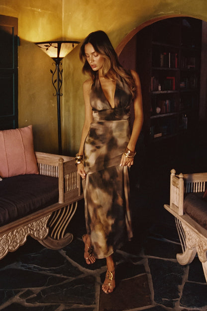 Rosalia Olive Mesh Maxi Dress