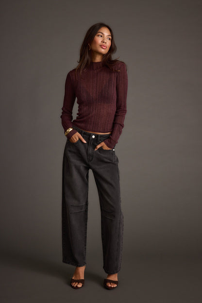 Rania Mulberry Mock Neck Top