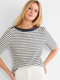 Embroidered Boatneck Top