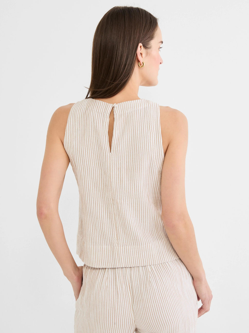 Pinstripe Gauze Pop On Tank