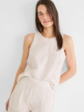 Pinstripe Gauze Pop On Tank