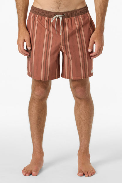 Hermosa Retro Elastic Waist 17" Swim Trunks