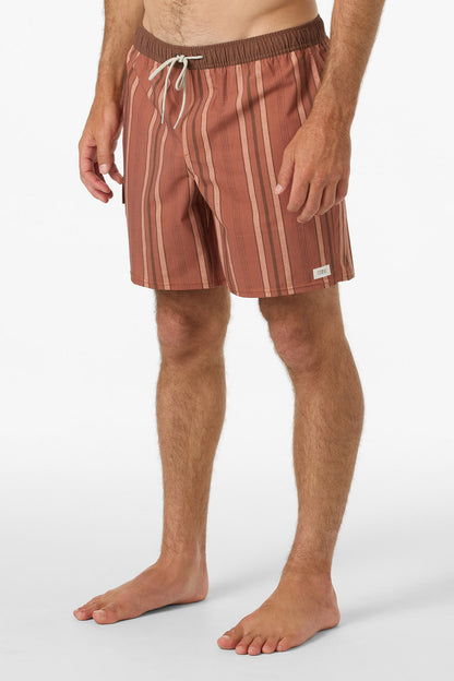 Hermosa Retro Elastic Waist 17" Swim Trunks