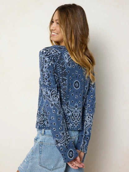Your Everything Cardigan Sweater - Bandana Patchwork Indigo