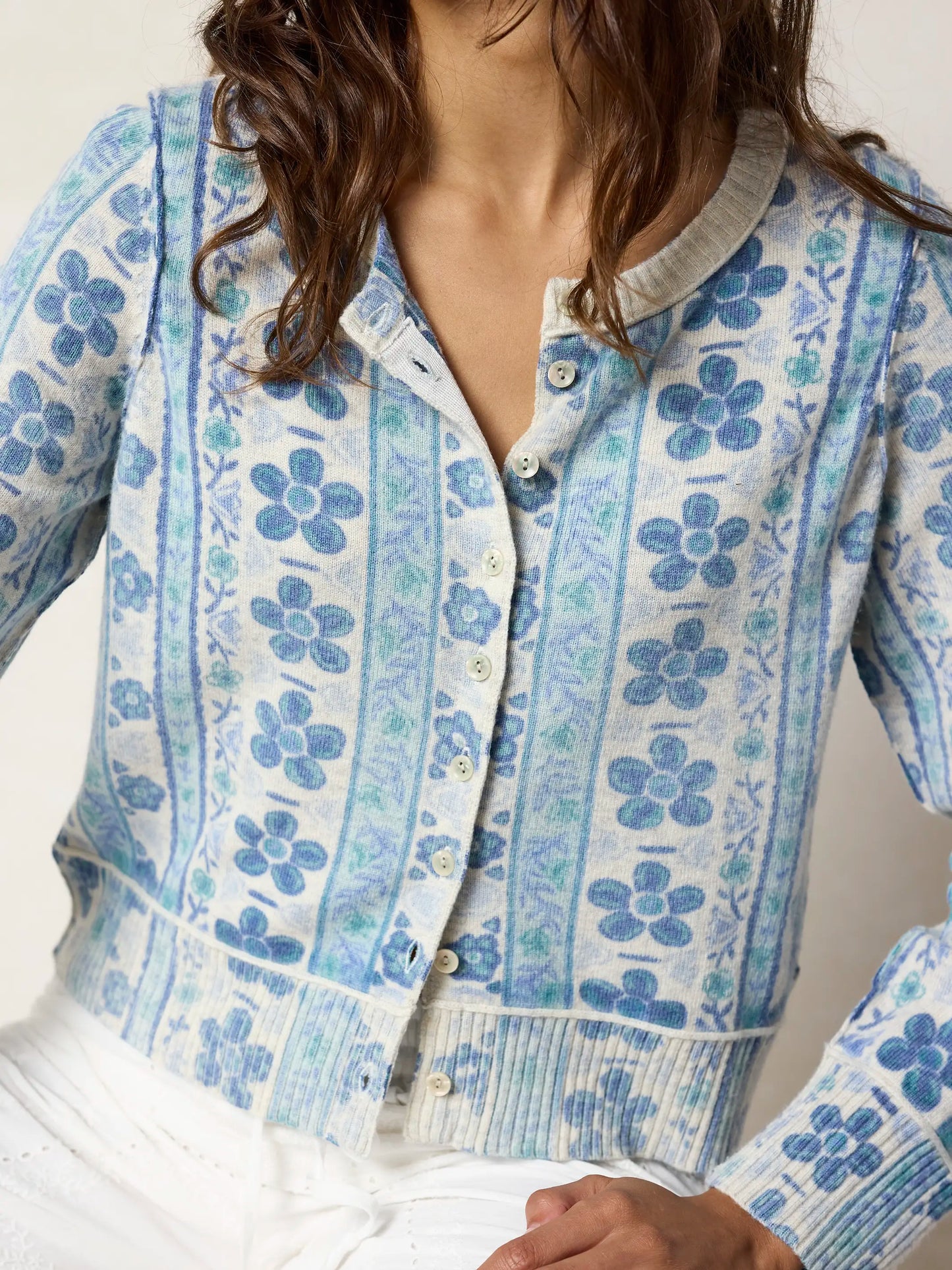 Your Everything Cardigan Sweater - Lima Stripe Light Grey