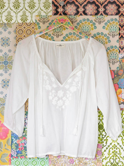 Christy Embroidered Cotton Blouse - Ivory