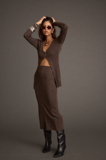 Tusk Mocha Sweater Midi Skirt