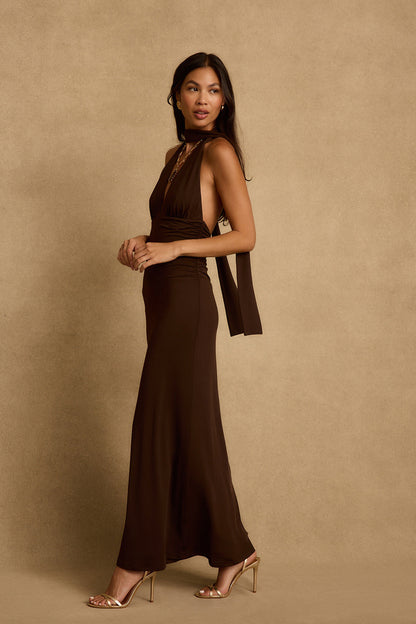 Valencia Brown Maxi Dress