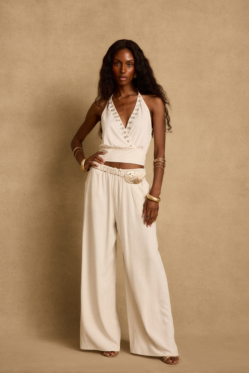 Venice Ivory Halter Top