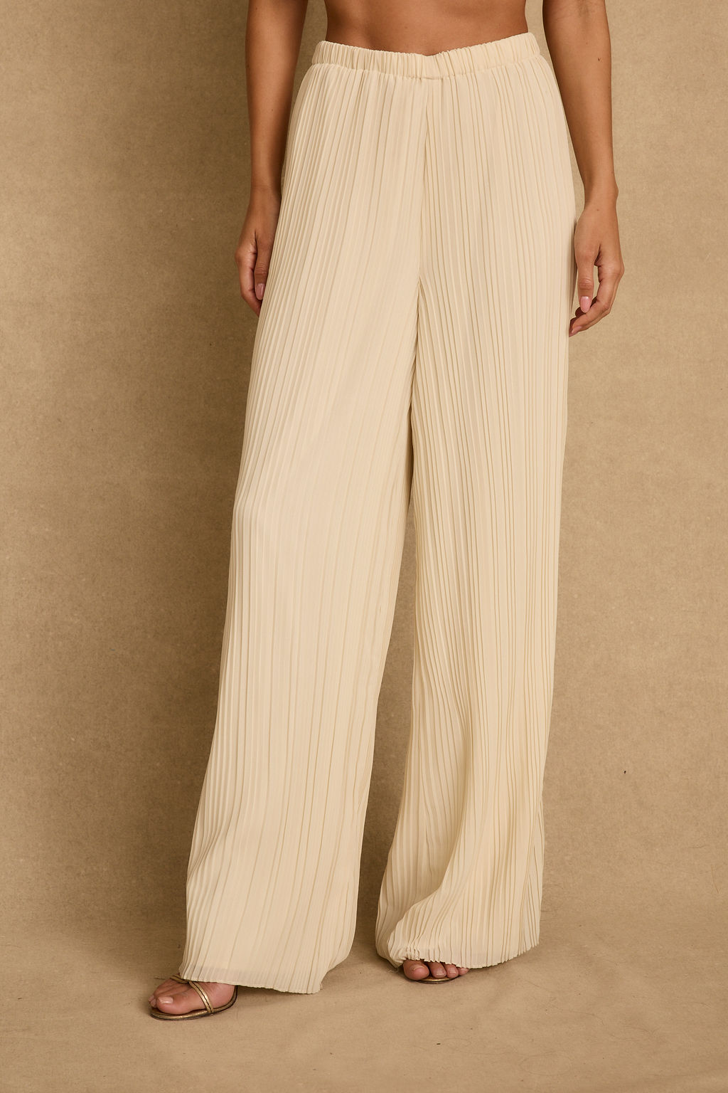Zaria Cream Plisse Pants
