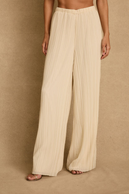 Zaria Cream Plisse Pants