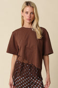 Waitlist 8/5 • Portia Short Sleeve Asymmetrical Lace Top Brown