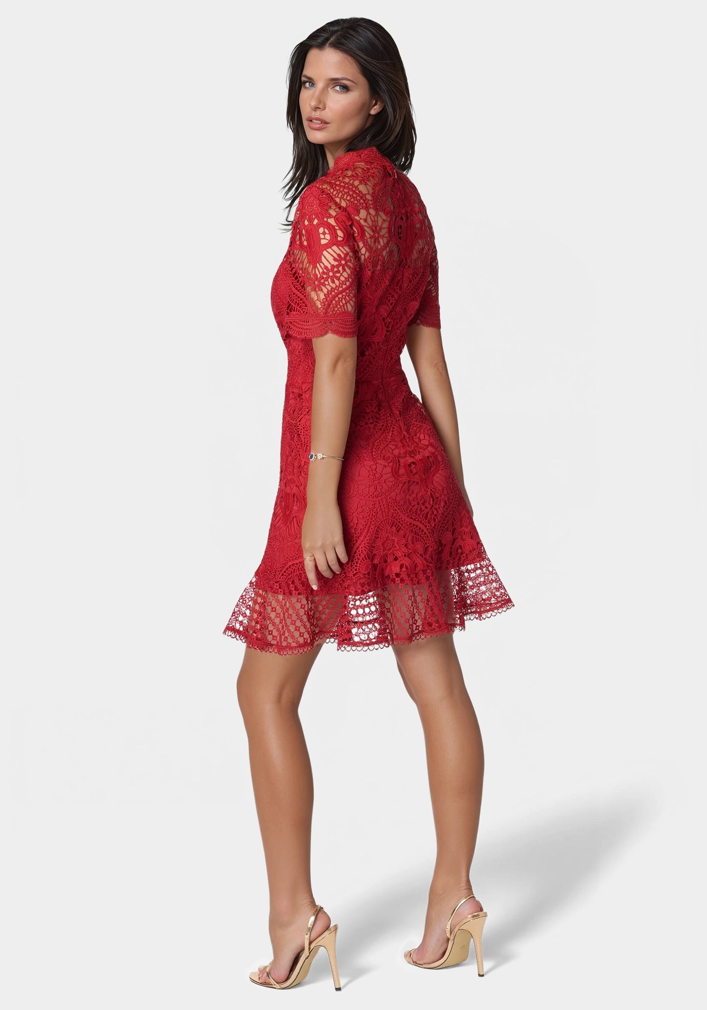 Flounce Lace Mini Dress