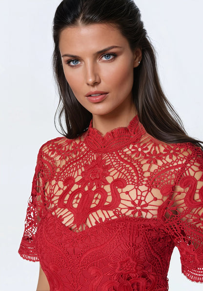 Flounce Lace Mini Dress