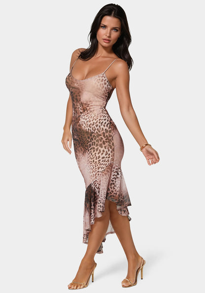 Cascade High Low Mesh Dress