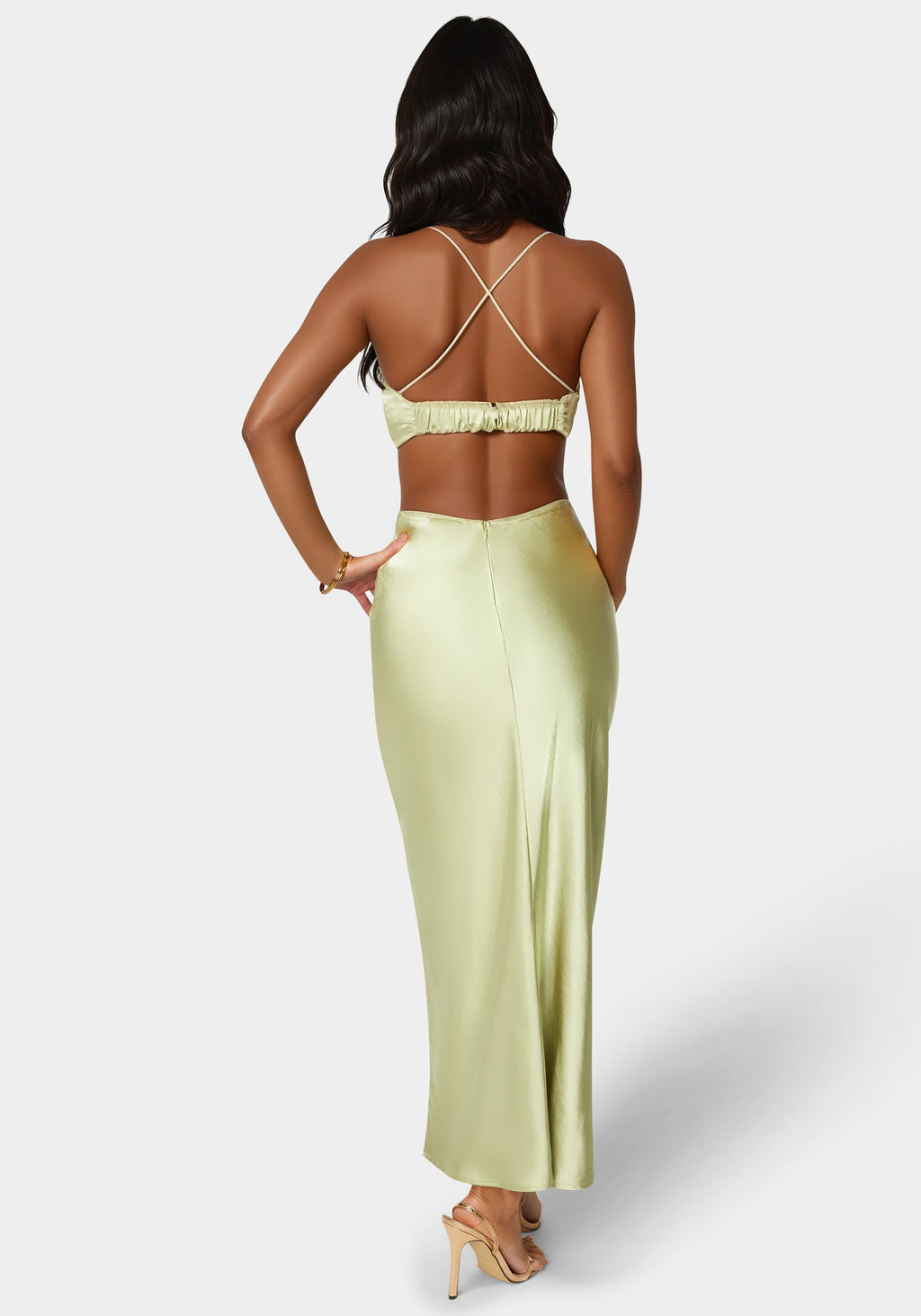 Open Back Cut Out Midi Slip Dress