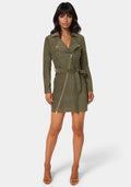 Faux Suede Moto Dress