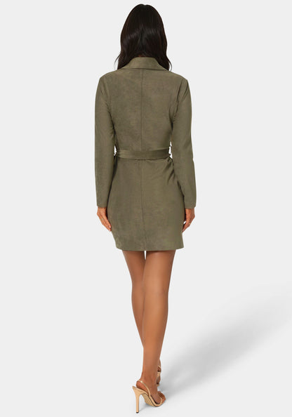 Faux Suede Moto Dress