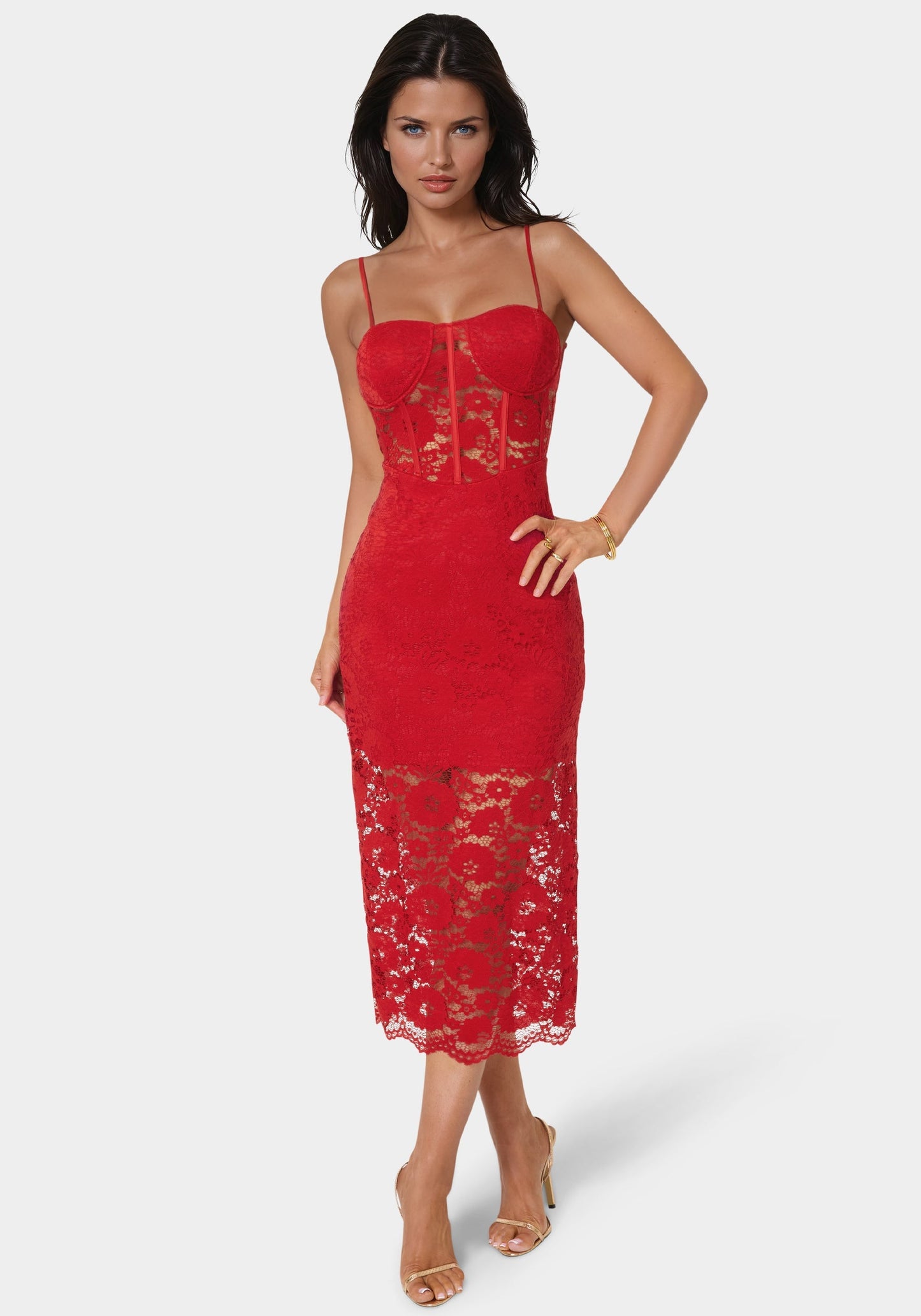 Lace Corset Midi Dress