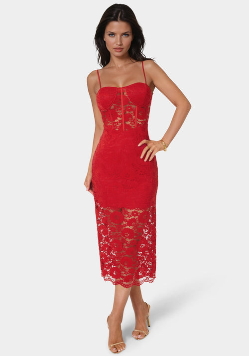 Lace Corset Midi Dress