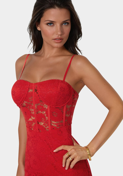 Lace Corset Midi Dress