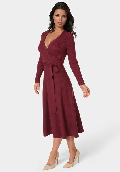 Fit and Flare Midi Sweater Dress