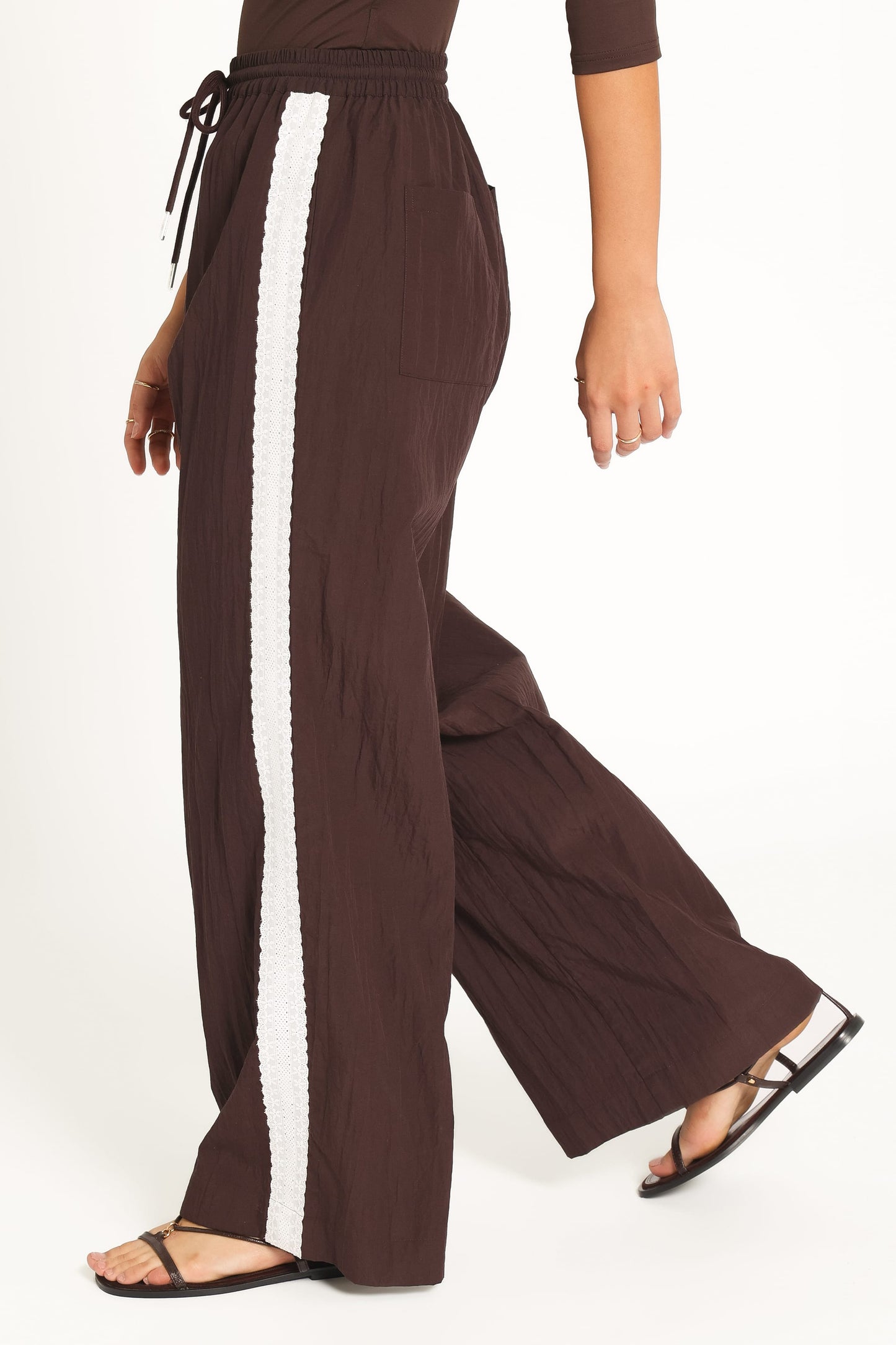Arlena Lace Trim Pants - Espresso