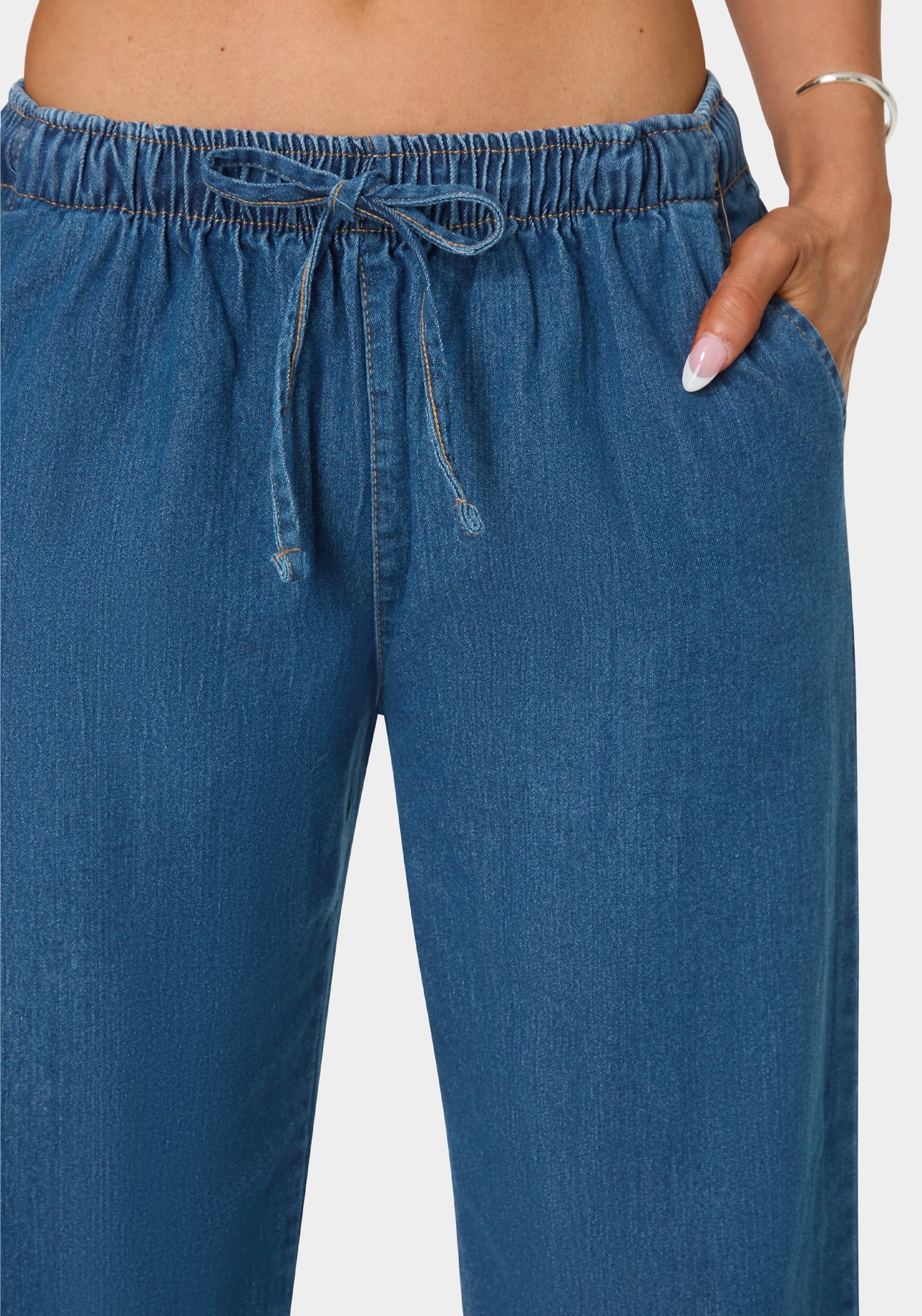 Open Leg Chambray Pant