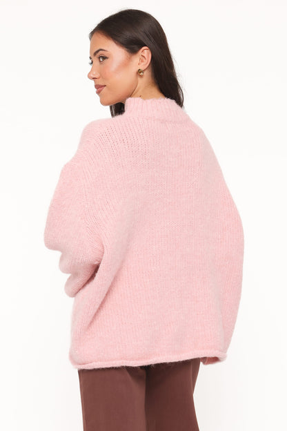 Cinzia Mockneck Knit Sweater - Pink