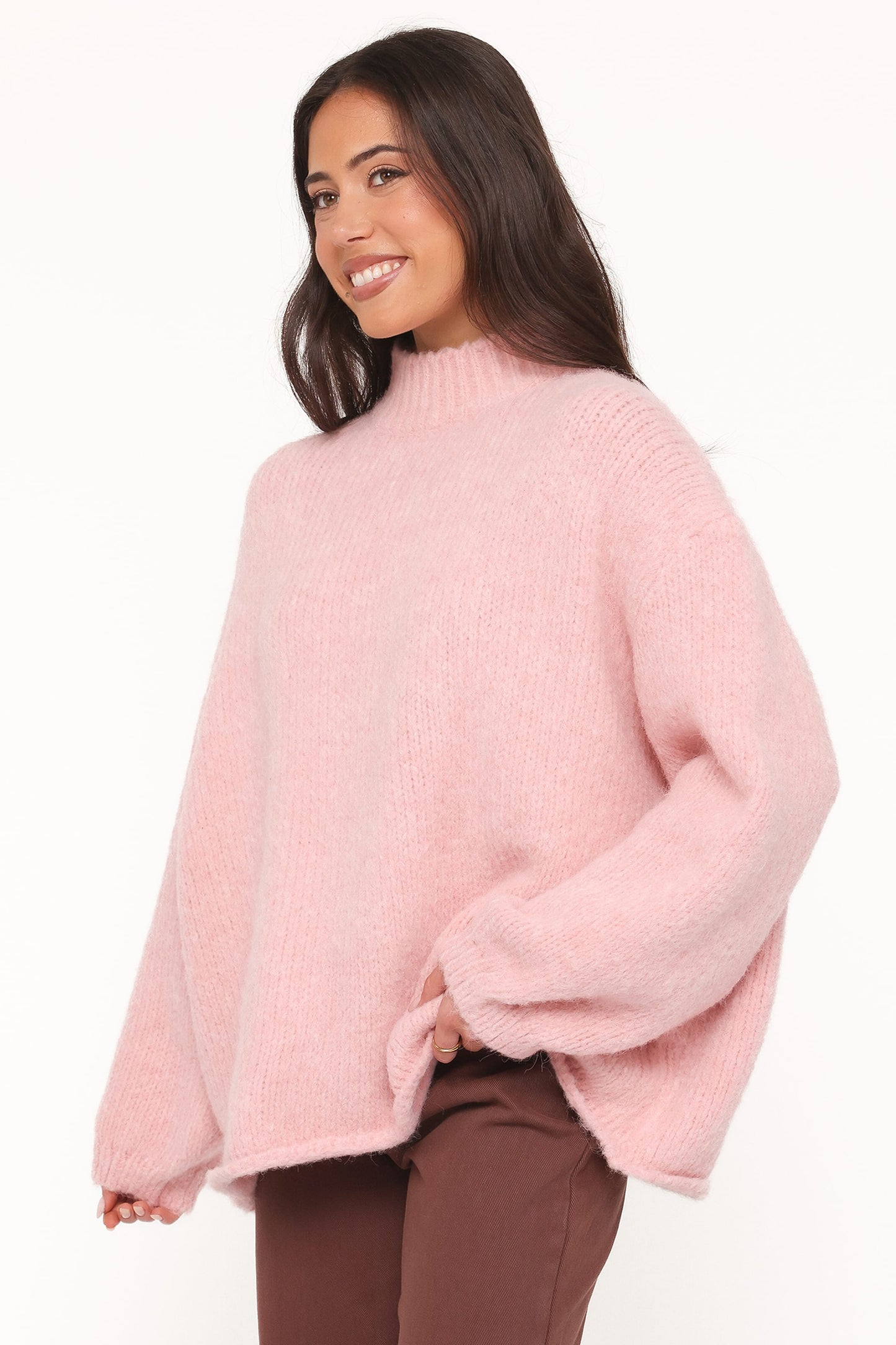 Cinzia Mockneck Knit Sweater - Pink