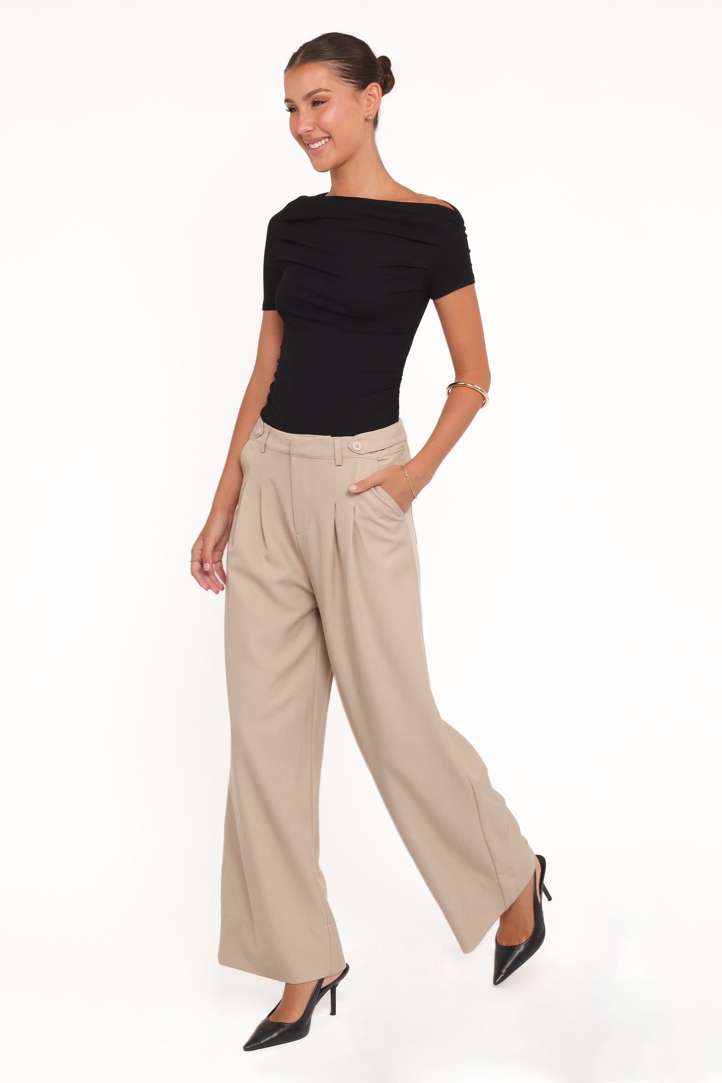 Adrian Adjustable Waist Pants - Taupe